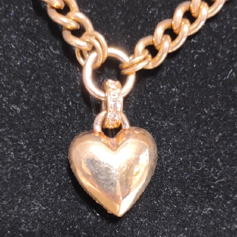 Juicy Couture Vtg Gold-Tone Pave Heart Pendant Chain Necklace - Picture 3 of 13